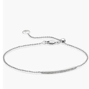 NWT Monica Vinader Skinny Diamond Braceletl Sterling Silver
